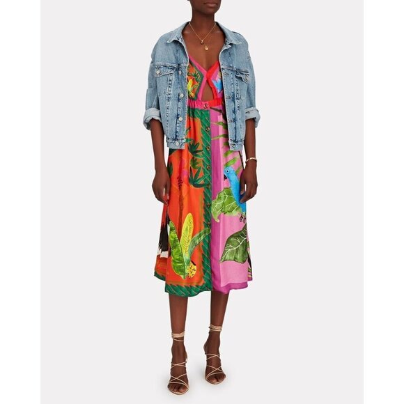 💕FARM RIO💕 Double Scarves Midi Dress ~ Bahia Girls Scarf + Tropical Scarf XS - Picture 9 of 16